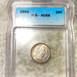 1892 Barber Silver Dime ICG - AU58