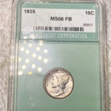 1935 Mercury Silver Dime NTC - MS 66 FB