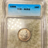 1898 Barber Silver Dime ICG - AU53