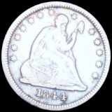 1844-O Seated Liberty Quarter AU+