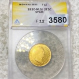 1820-M Spanish 2 Escudos ANACS - F12