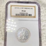 1873 Seated Liberty Quarter NGC - PF62 CL 3