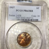 1937 Lincoln Wheat Penny PCGS - PR 63 RB