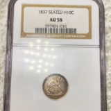 1837 Seated Half Dime NGC - AU58