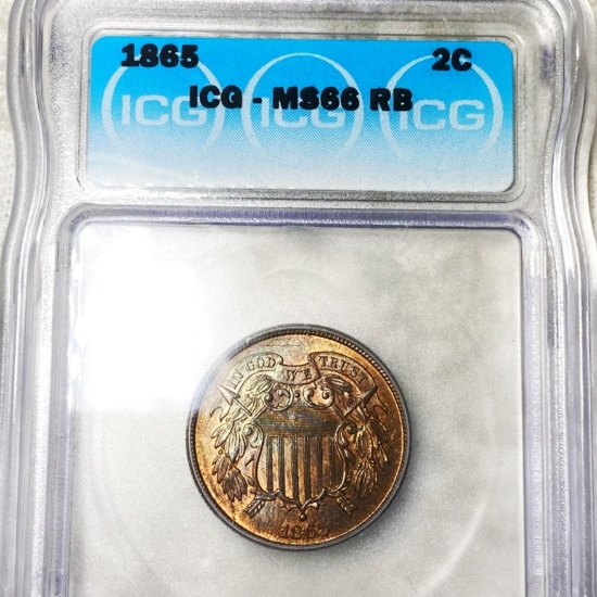 1865 Two Cent Piece ICG - MS 66 RB