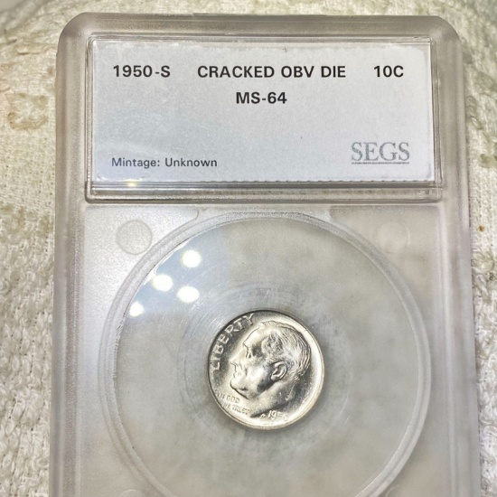 1950-S Roosevelt Silver Dime SEGS - MS64