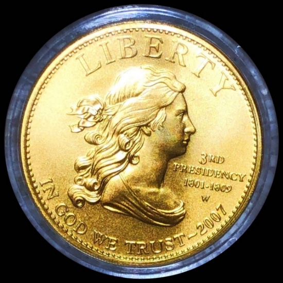 2007-W $10 US Independence Gold Coin UNC 1/2Oz