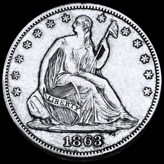 1863 Seated Liberty Half Dollar NEARLY UNC