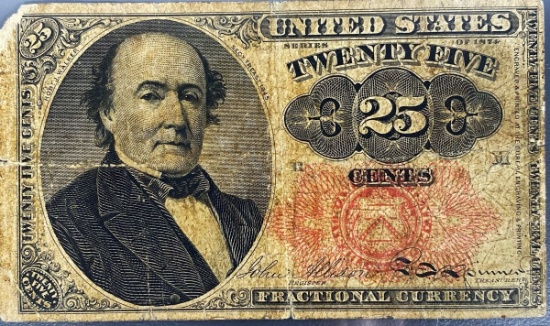 1874 US Frac. Currency 25 Cent Bill LIGHT CIRC