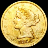 1844-D $5 Gold Half Eagle LIGHT CIRC