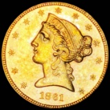 1861 $5 Gold Half Eagle UNC