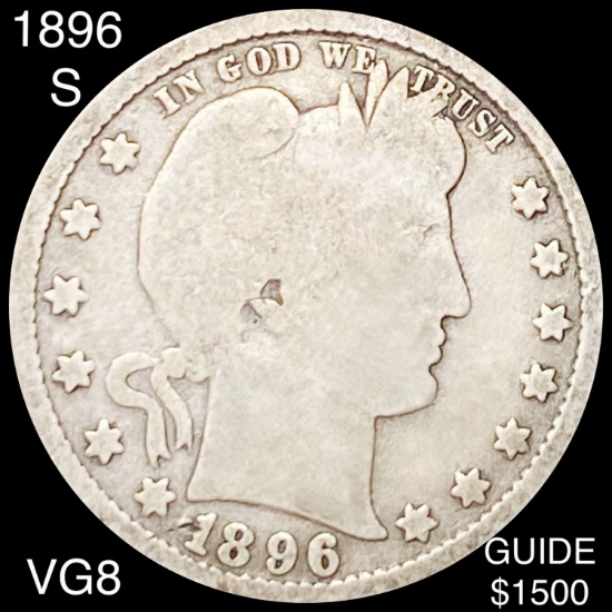 1896-S Barber Silver Quarter NICELY CIRCULATED