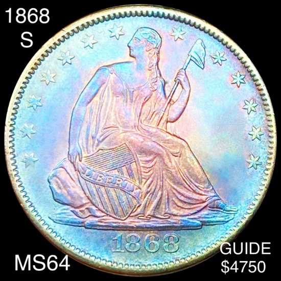 1868-S Seated Half Dollar CHOICE BU