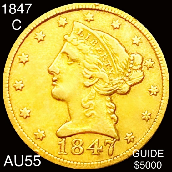 1847-C $5 Gold Half Eagle CHOICE AU