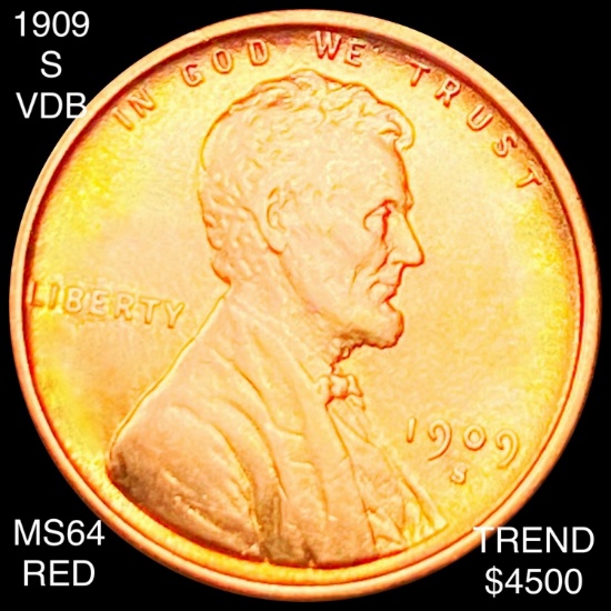 1909-S V.D.B. Lincoln Wheat Penny CHOICE BU RED