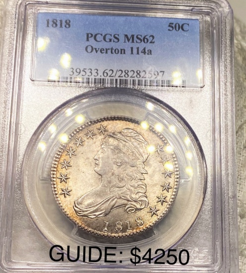 1818 Capped Bust Half Dollar PCGS - MS62 O-114a