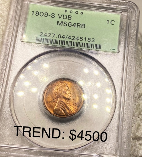 1909-S V.D.B. Lincoln Wheat Penny PCGS - MS 64 RB