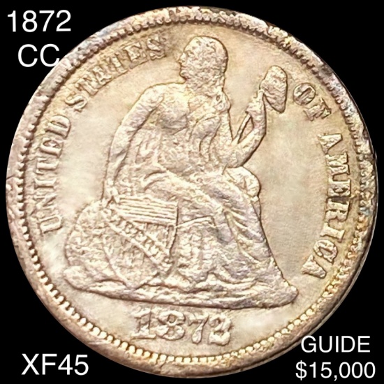 1872-CC Seated Liberty Dime LIGHT CIRC
