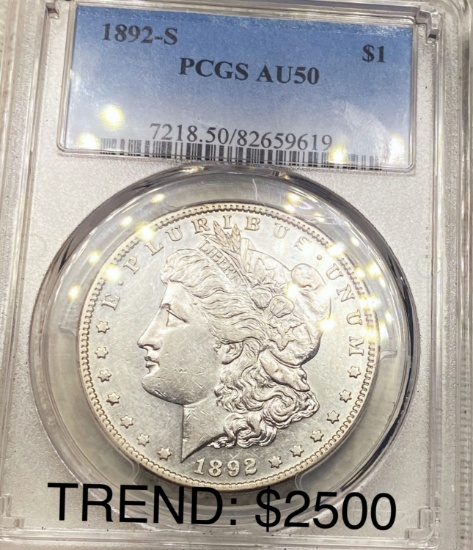 1892-S Morgan Silver Dollar PCGS - AU50
