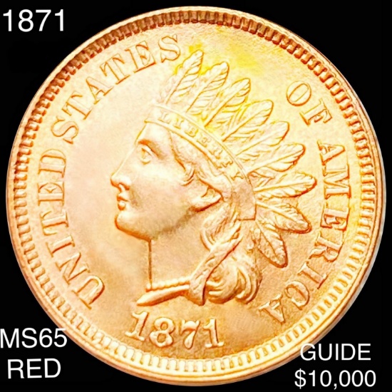 1871 Indian Head Penny GEM BU RED