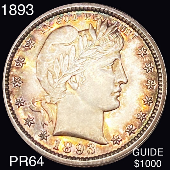 1893 Barber Silver Quarter CHOICE PROOF