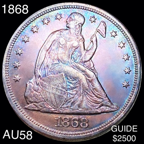 1868 Seated Liberty Dollar CHOICE AU