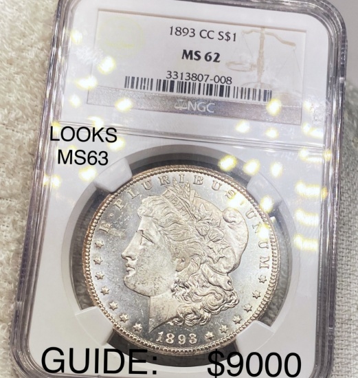 1893-CC Morgan Silver Dollar NGC - MS62