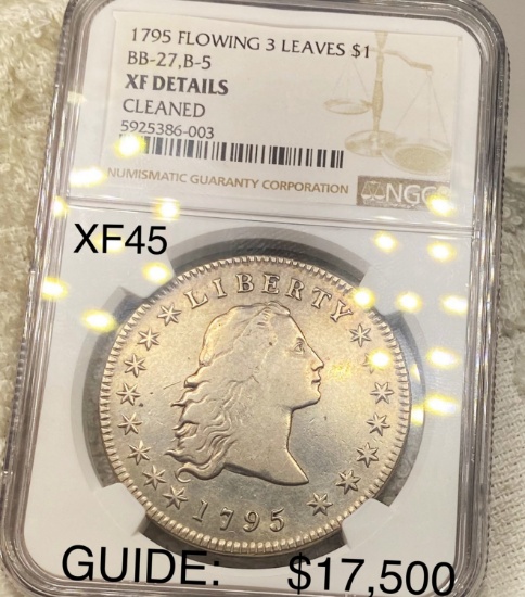 1795 Flowing Hair Dollar NGC - XF DETAILS 3 LEAVES