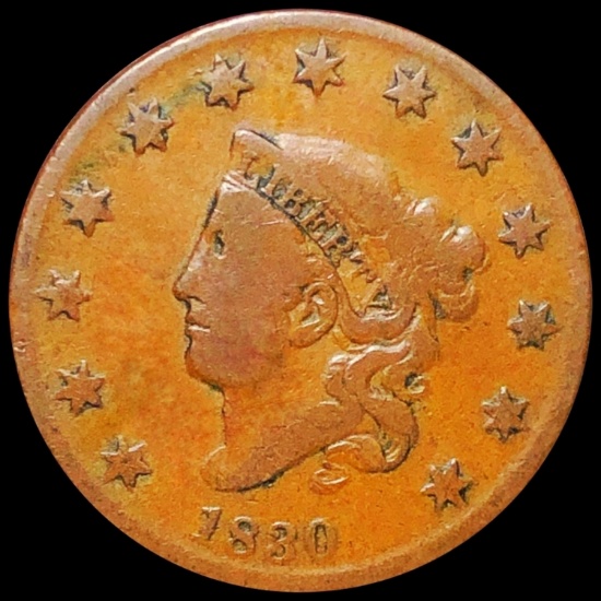 1830 Coronet Head Large Cent NICELY CIRCULATED