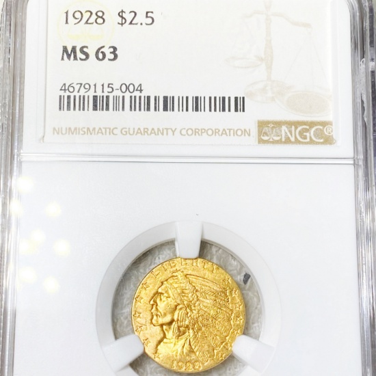 1928 $2.50 Gold Quarter Eagle NGC - MS63