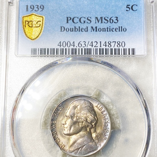 1939 Jefferson Nickel PCGS - MS63 DOUBLED MONTICEL