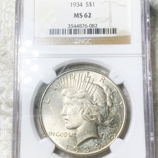 1934 Silver Peace Dollar NGC - MS62