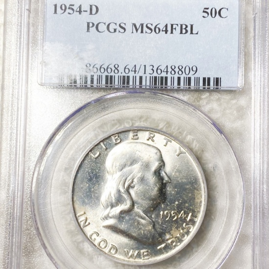 1954-D Franklin Half Dollar PCGS - MS 64 FBL