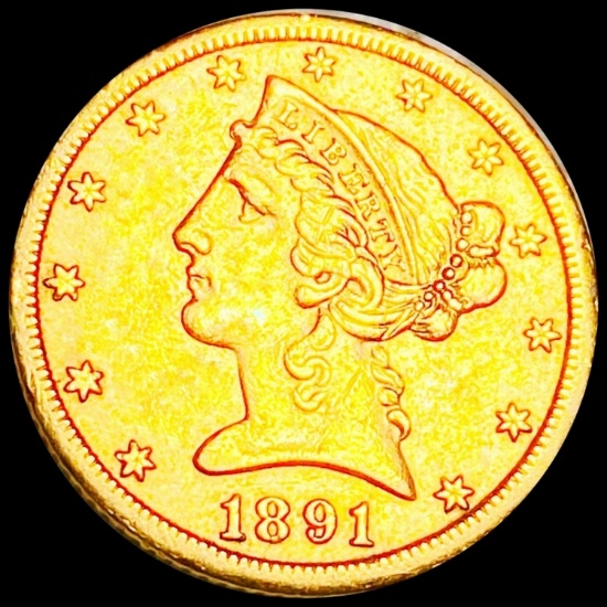 1891-CC $5 Gold Half Eagle UNCIRCULATED