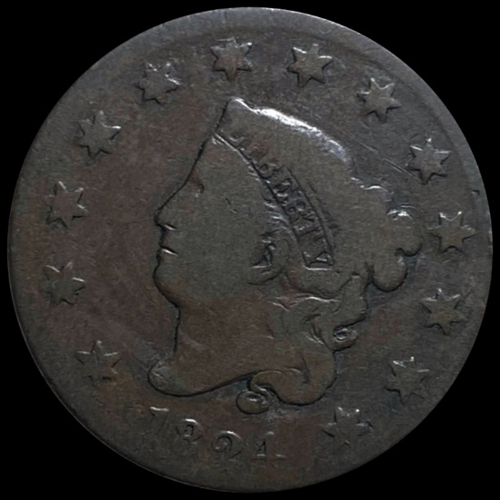 1824 Coronet Head Large Cent NICELY CIRCULATED