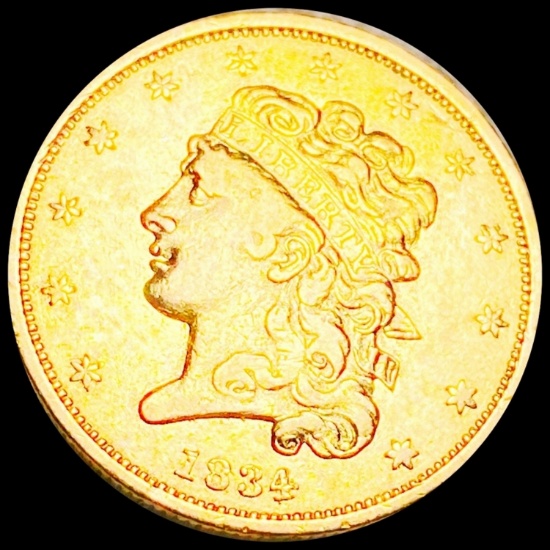 1834 $5 Gold Half Eagle CLOSELY UNC