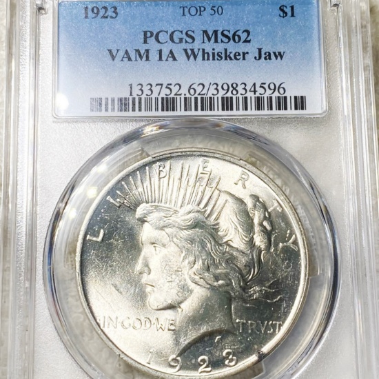 1923 Silver Peace Dollar PCGS - MS62 VAM-1A