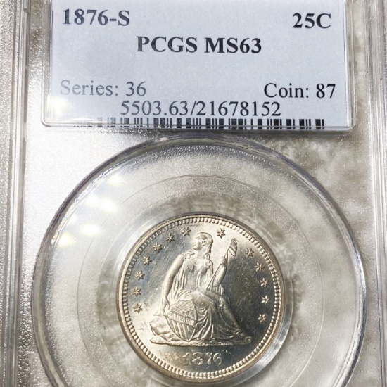 1876-S Seated Liberty Quarter PCGS - MS63