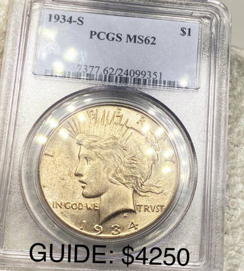 1934-S Silver Peace Dollar PCGS - MS62