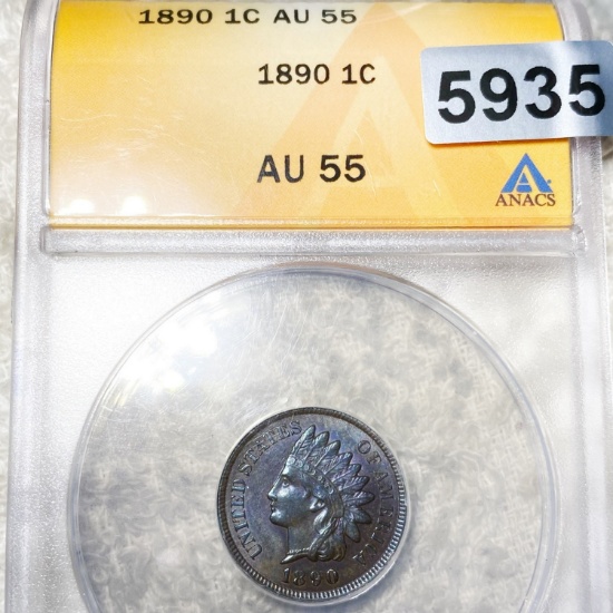 1890 Indian Head Penny ANACS - AU55