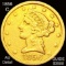 1856-C $5 Gold Half Eagle AU DETAIL