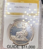1881 Silver Trade Dollar PGA - PR 65 CAM