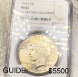 1934-S Silver Peace Dollar NGC - MS63 KENNEDY