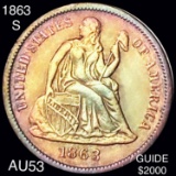 1863-S Seated Liberty Dime CHOICE AU