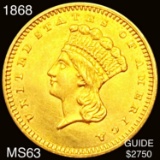 1868 Rare Gold Dollar CHOICE AU