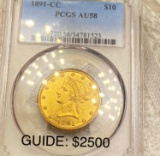 1891-CC $10 Gold Eagle PCGS - AU58