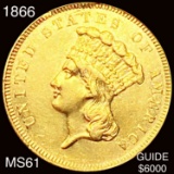 1866 $3 Gold Piece UNCIRCULATED