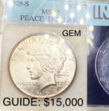 1928-S Silver Peace Dollar INS - MS65