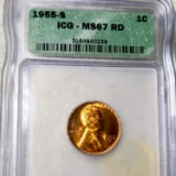 1955-S Lincoln Wheat Penny ICG - MS 67 RD