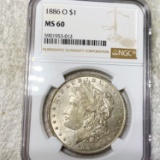 1886-O Morgan Silver Dollar NGC - MS60